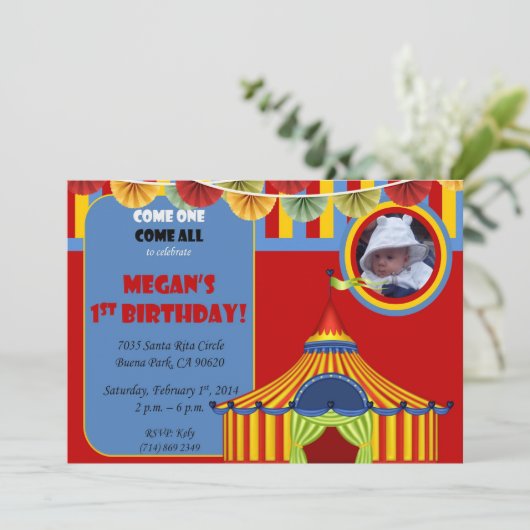 Carnival Birthday Invitation Kaart (Staand voorkant)