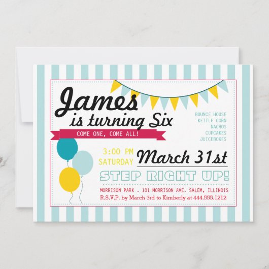 Carnival Birthday Invitation Kaart (Voorkant)