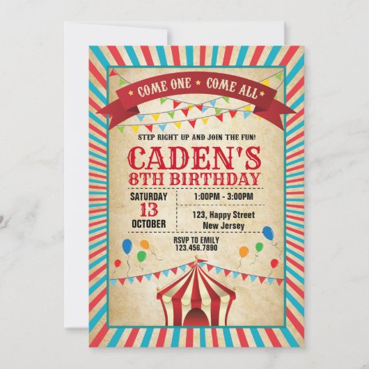 Carnival Birthday Invitation Kaart (Voorkant)