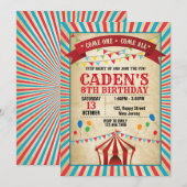 Carnival Birthday Invitation Kaart (Voorkant / Achterkant)