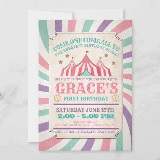 Carnival Birthday Invitation Kaart (Voorkant)