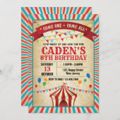 Carnival Birthday Invitation Kaart (Voorkant / Achterkant)