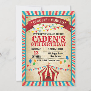 Carnival Birthday Invitation Kaart