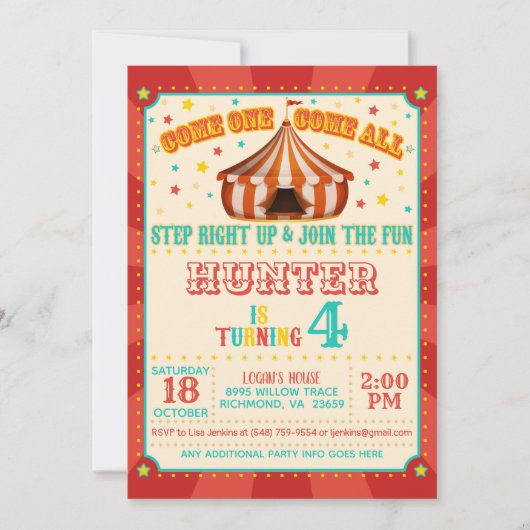 Carnival Birthday Invitation Kaart (Voorkant)