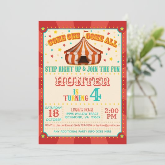 Carnival Birthday Invitation Kaart (Staand voorkant)