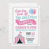 Carnival Birthday Invitation Kaart (Voorkant / Achterkant)