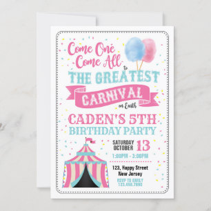 Carnival Birthday Invitation Kaart