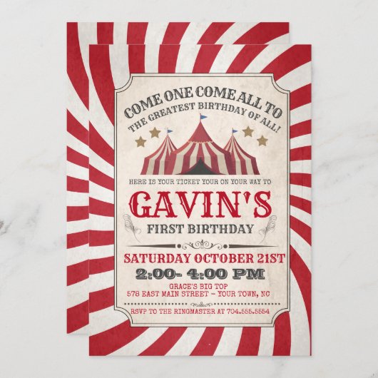 Carnival Birthday Invitation Kaart (Voorkant / Achterkant)