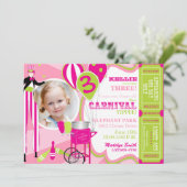 Carnival Birthday Invitation Stilt Walker Kaart (Staand voorkant)