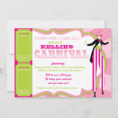 Carnival Birthday Invitation Stilt Walker Kaart (Achterkant)