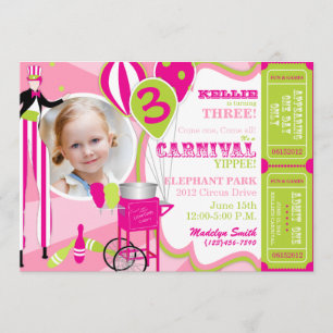Carnival Birthday Invitation Stilt Walker Kaart