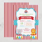Carnival Birthday Party Invitations Circus Kaart (Voorkant / Achterkant)
