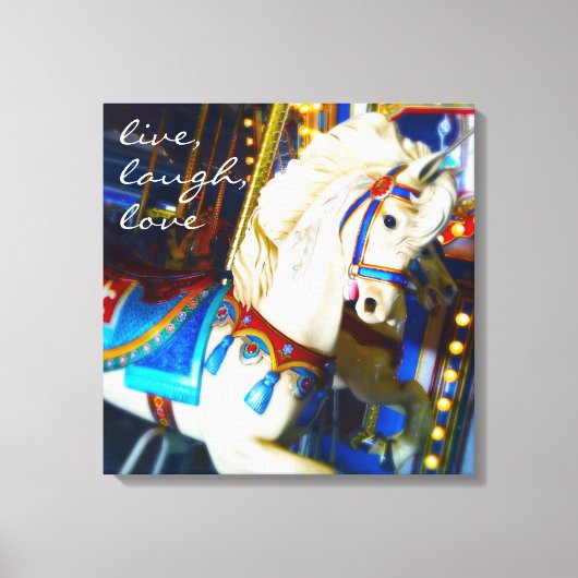 Carnival Carousel Horse Foto Live Laugh Love Canvas Afdruk (Voorkant)