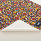 Carnival Cat Mosaic - eigen naam op vrolijk S Sherpa Deken (3/4)