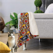 Carnival Cat Mosaic - eigen naam op vrolijk S Sherpa Deken