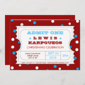 Carnival Christening Party Ticket Invitation Kaart (Voorkant / Achterkant)