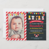 Carnival Circus Animals Birthday Party Invitation Kaart (Voorkant)