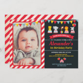 Carnival Circus Animals Birthday Party Invitation Kaart (Voorkant / Achterkant)
