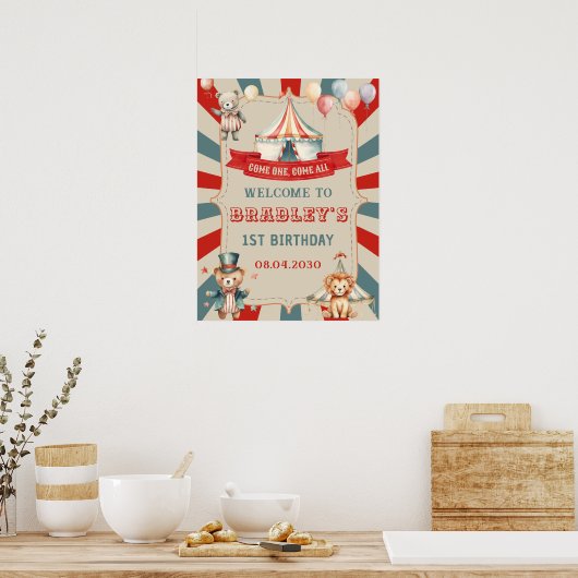Carnival Circus & Animals Birthday Welkomstteken Poster (Keuken)