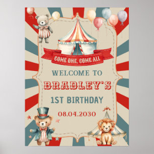 Carnival Circus & Animals Birthday Welkomstteken Poster