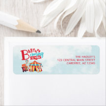 Carnival Circus Baby shower Return Address