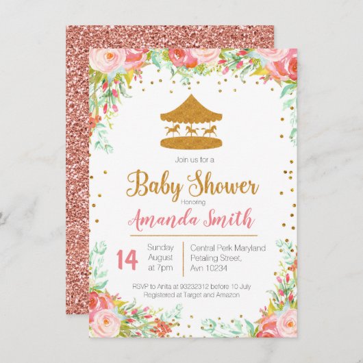 Carnival Circus baby shower-uitnodiging Kaart (Voorkant / Achterkant)