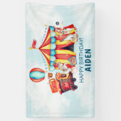 Carnival Circus Big Blue 1 Birthday Spandoek (Verticaal)