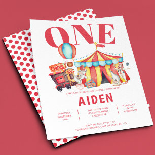 Carnival Circus Big Top 1st Birthday Kaart