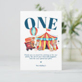 Carnival Circus Big Top Blauw Bedankt Kaart (Staand voorkant)