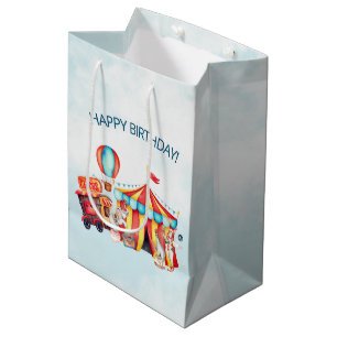Carnival Circus Big Top Blauwe Verjaardag Medium Cadeauzakje