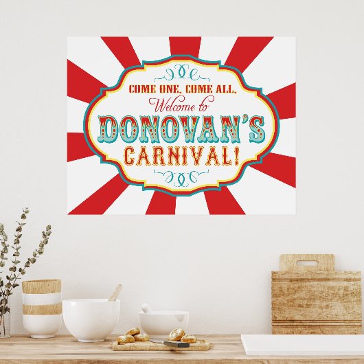 Carnival Circus Birthday Banner Donovan CUSTOM Poster (Keuken)