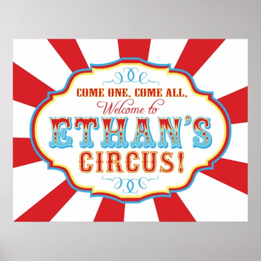 Carnival Circus Birthday Banner Ethan CUSTOM Poster (Voorkant)
