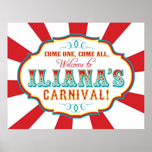 Carnival Circus Birthday Banner Iliana CUSTOM Poster (Voorkant)