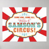 Carnival Circus Birthday Banner Samson CUSTOM Poster (Voorkant)
