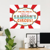 Carnival Circus Birthday Banner Samson CUSTOM Poster (Thuiskantoor)