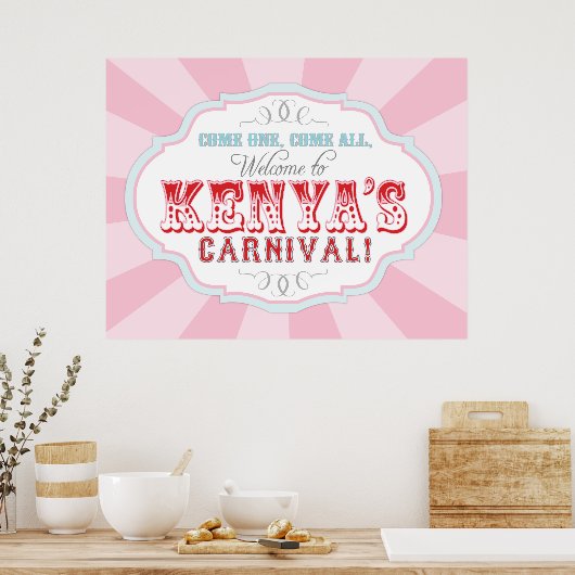 Carnival Circus Birthday Banner voor Kenya CUSTOM Poster (Keuken)