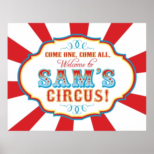 Carnival Circus Birthday Banner voor Sam CUSTOM Poster (Voorkant)
