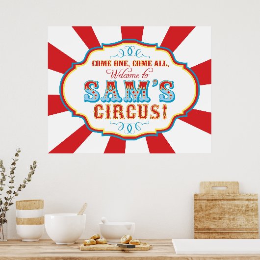 Carnival Circus Birthday Banner voor Sam CUSTOM Poster (Keuken)