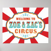 Carnival Circus Birthday Banner Zoe en Zac CUSTOM Poster (Voorkant)