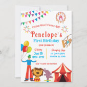 Carnival Circus Birthday Party Invitation Kaart (Voorkant)