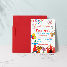 Carnival Circus Birthday Party Invitation Kaart