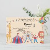 Carnival Circus Birthday Party Invitation Kaart (Staand voorkant)
