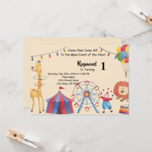 Carnival Circus Birthday Party Invitation Kaart