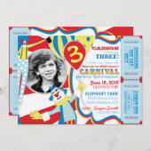 Carnival Circus Clowns Birthday Invitation Kaart (Voorkant / Achterkant)
