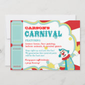 Carnival Circus Clowns Birthday Invitation Kaart (Achterkant)