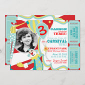 Carnival Circus Clowns Birthday Invitation Kaart (Voorkant / Achterkant)