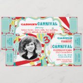 Carnival Circus Clowns Birthday Invitation Kaart (Voorkant / Achterkant)
