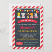 Carnival Circus Dieren Verjaardag Krijtbord Uitnod Kaart (Voorkant)