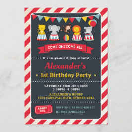 Carnival Circus Dieren Verjaardag Krijtbord Uitnod Kaart