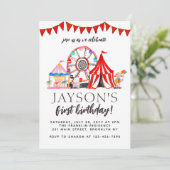 Carnival Circus Ferris Wheel Party Birthday Kaart (Staand voorkant)